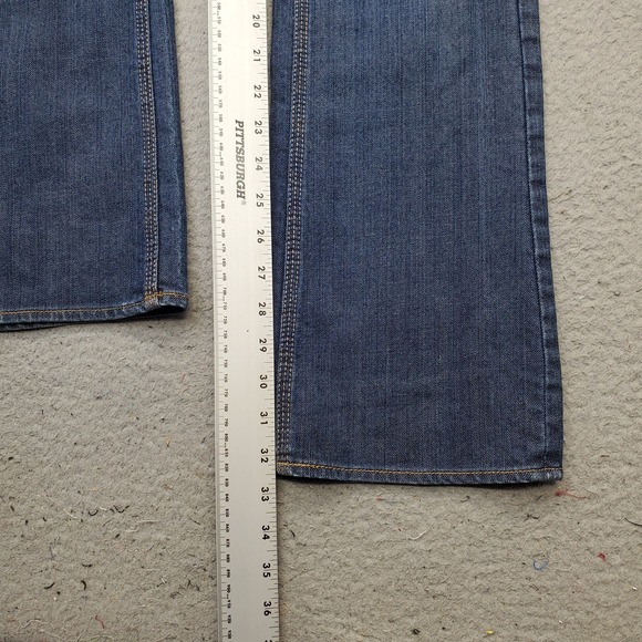 NY&C Curvy Bootcut Jeans Womens 4T Blue Denim Faded Stretch Low Rise Whiskered - Picture 4 of 10